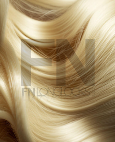 Luxury blonde human hair extensions with smooth, flowing strands for volume and length