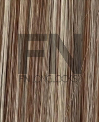 Luxury human hair extensions with natural brown tones and smooth texture for seamless blending.