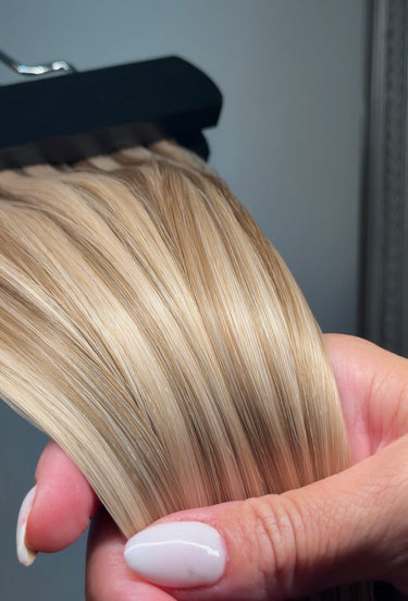 beige blonde color 8/18 piano highlight hair extensions