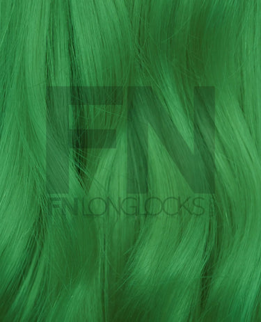 Vibrant green human hair extensions, smooth and silky texture for luxury styling
