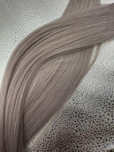FNLonglocks premium silver grey tape-in hair extensions made from 100% Remy human hair.