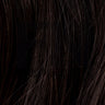 Close-up view of luxury Remy human hair extensions, showcasing the smooth texture and natural dark brown strands.